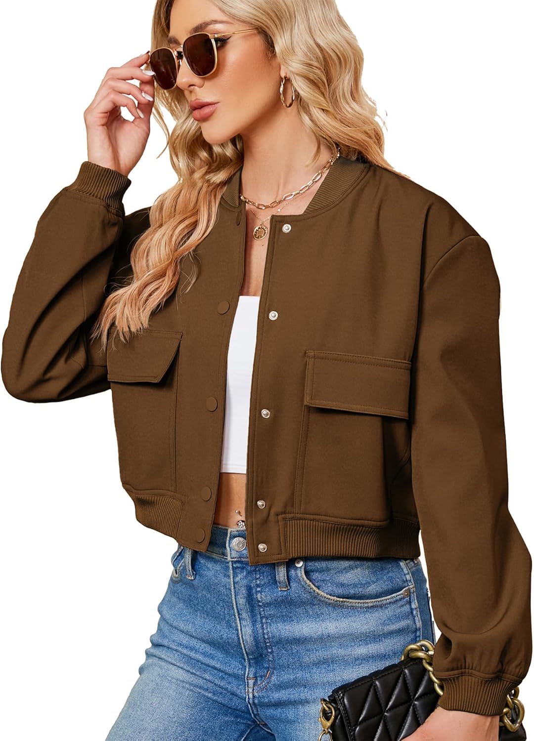 Cropped Bomber Jacket for Women - Stylish and Versatile Wear