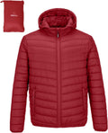 Outdoor Ventures Men's Lightweight Packable Hooded Puffer Jacket wind