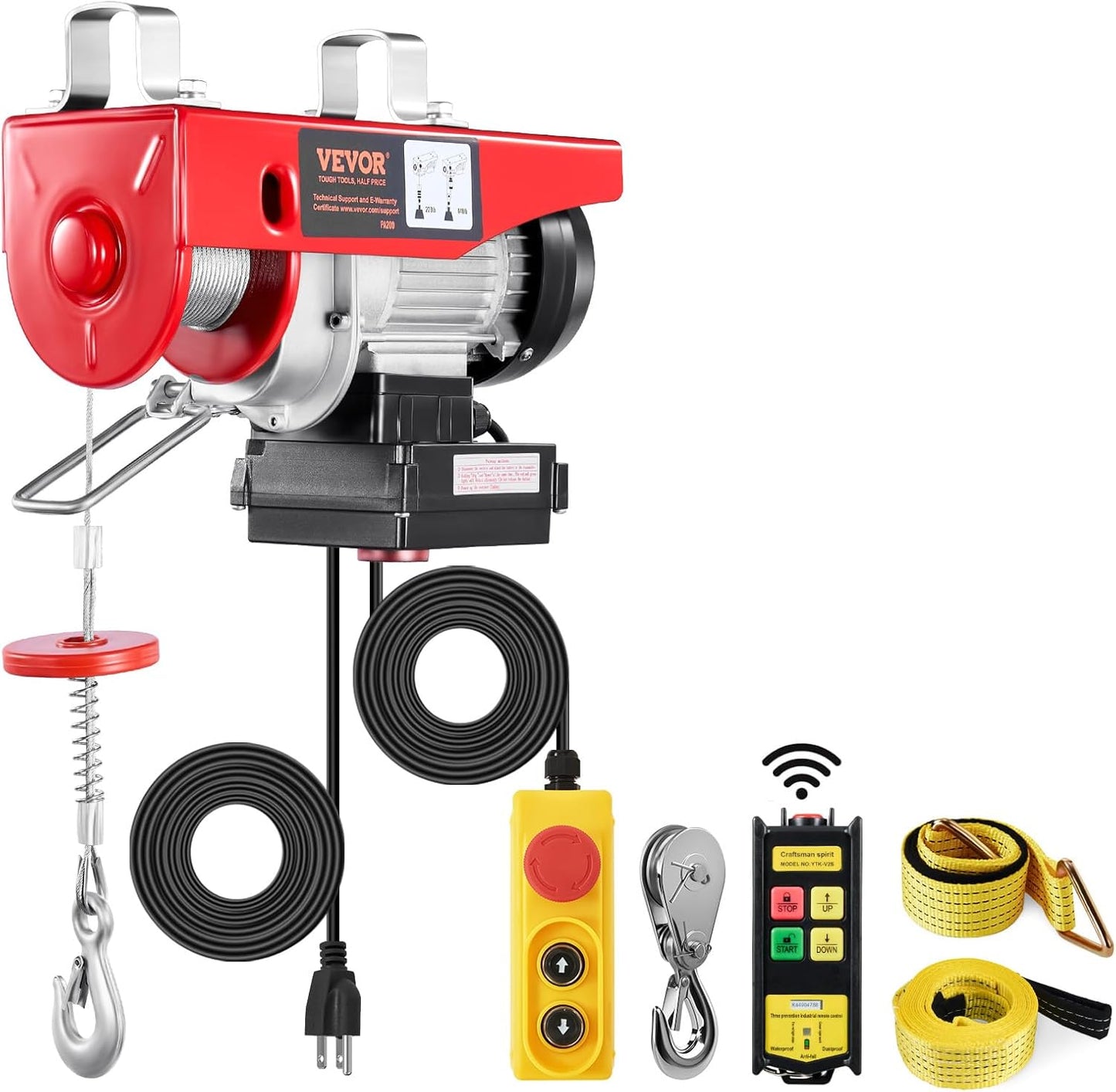 VEVOR Electric Hoist 440 lbs with Wireless & Wired Remote Control
