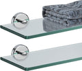 Bathroom Glass Shelf Chrome Tempered Glass Shower Storage - Slim