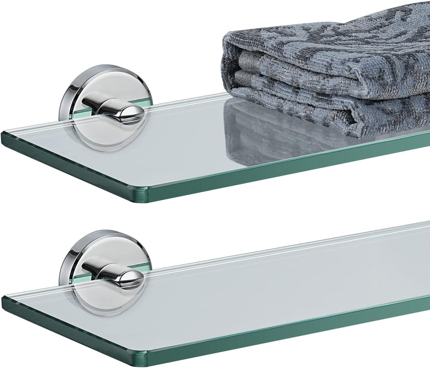 JQK Bathroom Glass Shelf Chrome for Stylish Shower Storage