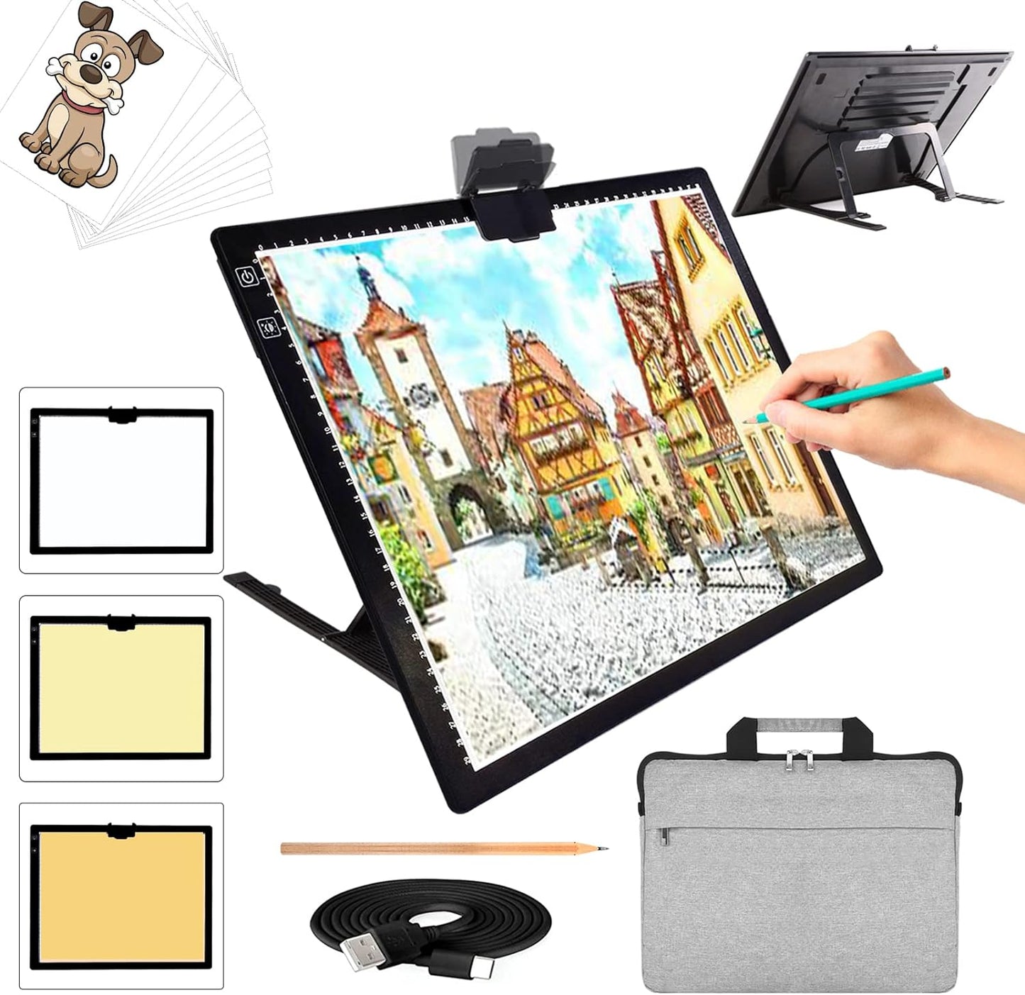 A3 LED Light Pad with Carry Bag for Diamond Painting and More