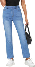 Straight Leg Jeans for Women High Waisted Cropped Pull On
