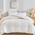 White Boho Duvet Cover Set Full Size - Soft Washed Microfiber