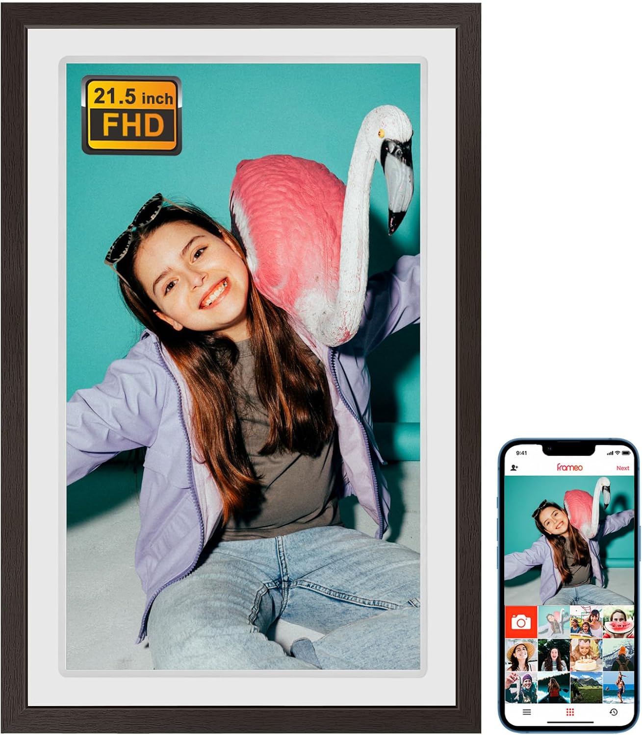 FRAMEO Digital Picture Frame with 21.5 inch Touch Screen