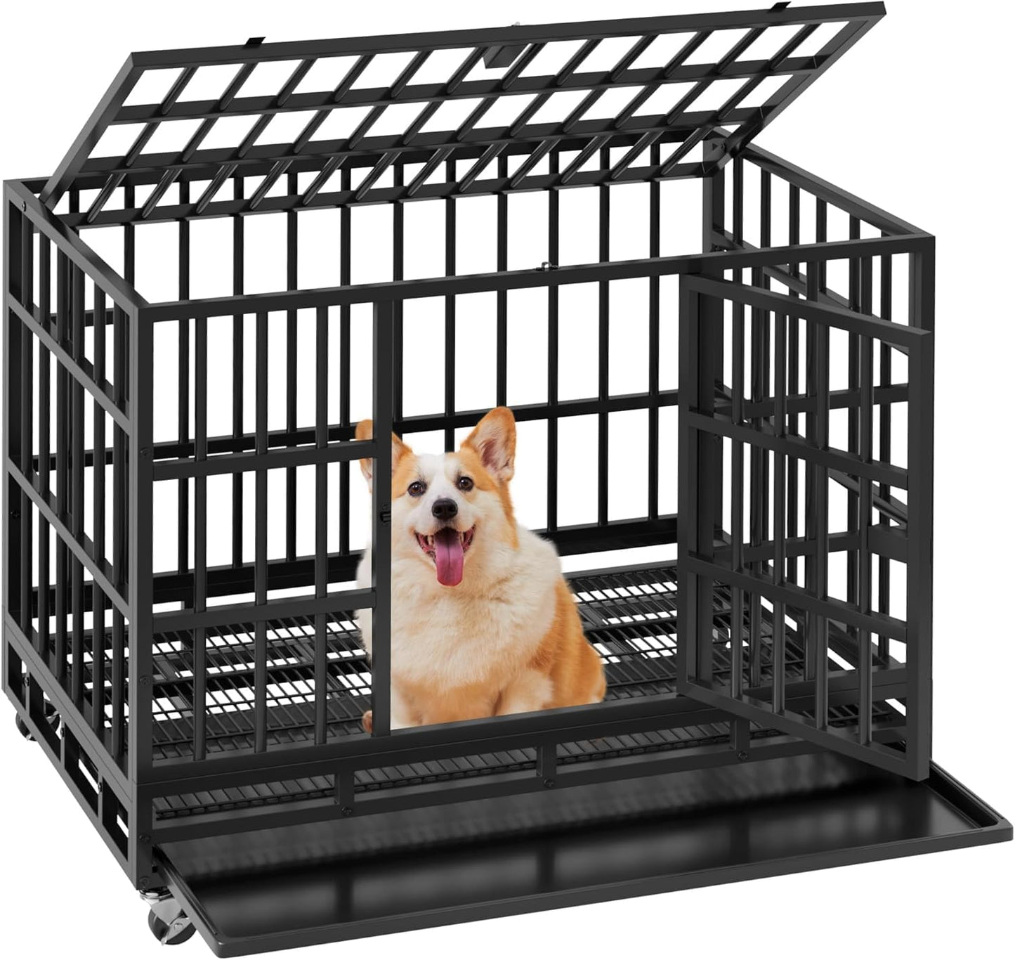 Indestructible 38 Inch Heavy Duty Dog Crate for Large Dogs