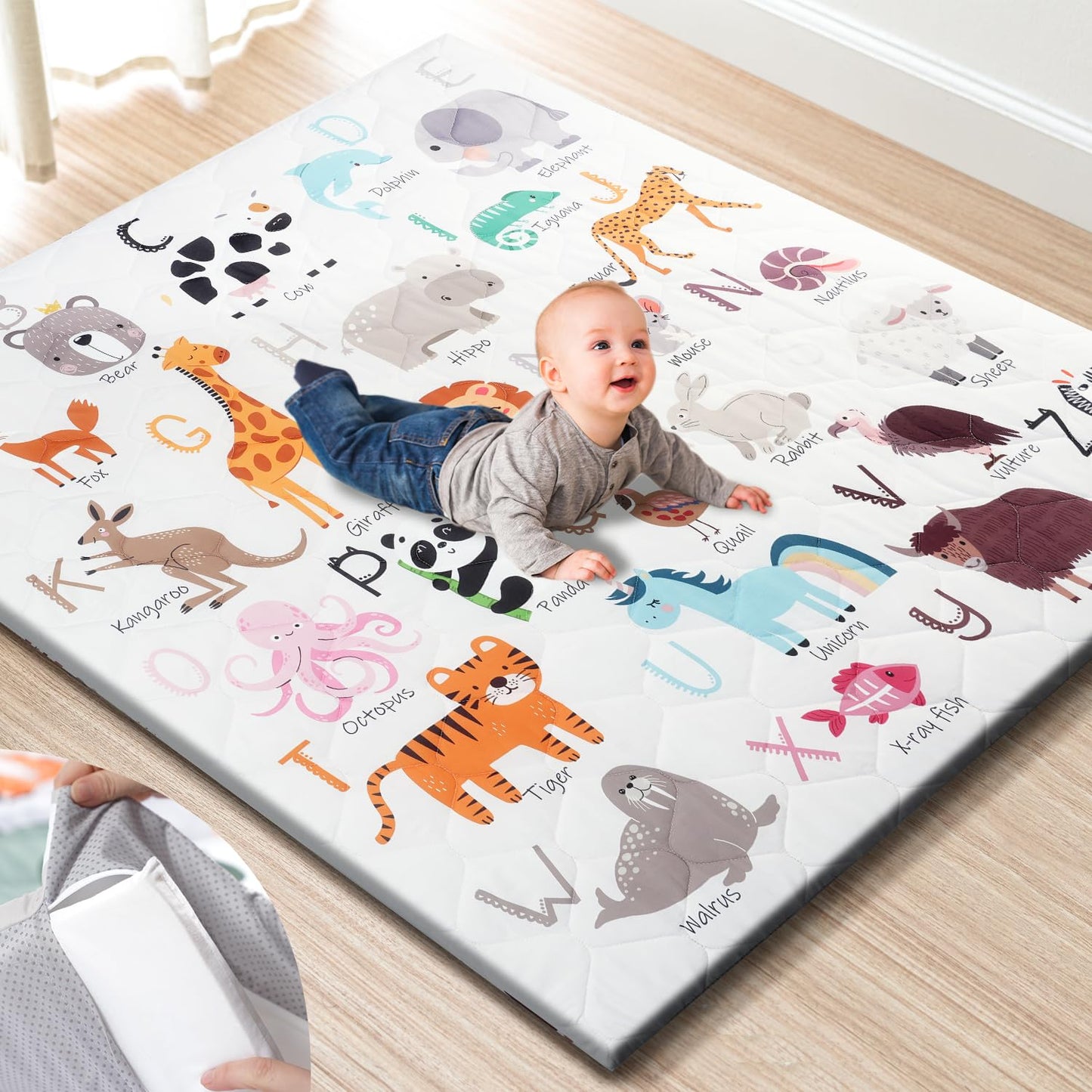 Premium Foam Baby Play Mat with Removable Cover for Safety