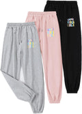 Girls 3 Pack Sweatpants Joggers - Slim High Waisted with Pockets