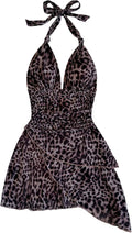 Women's Halter Mini Dress with Vibrant Tie Dye Print by SOLY HUX