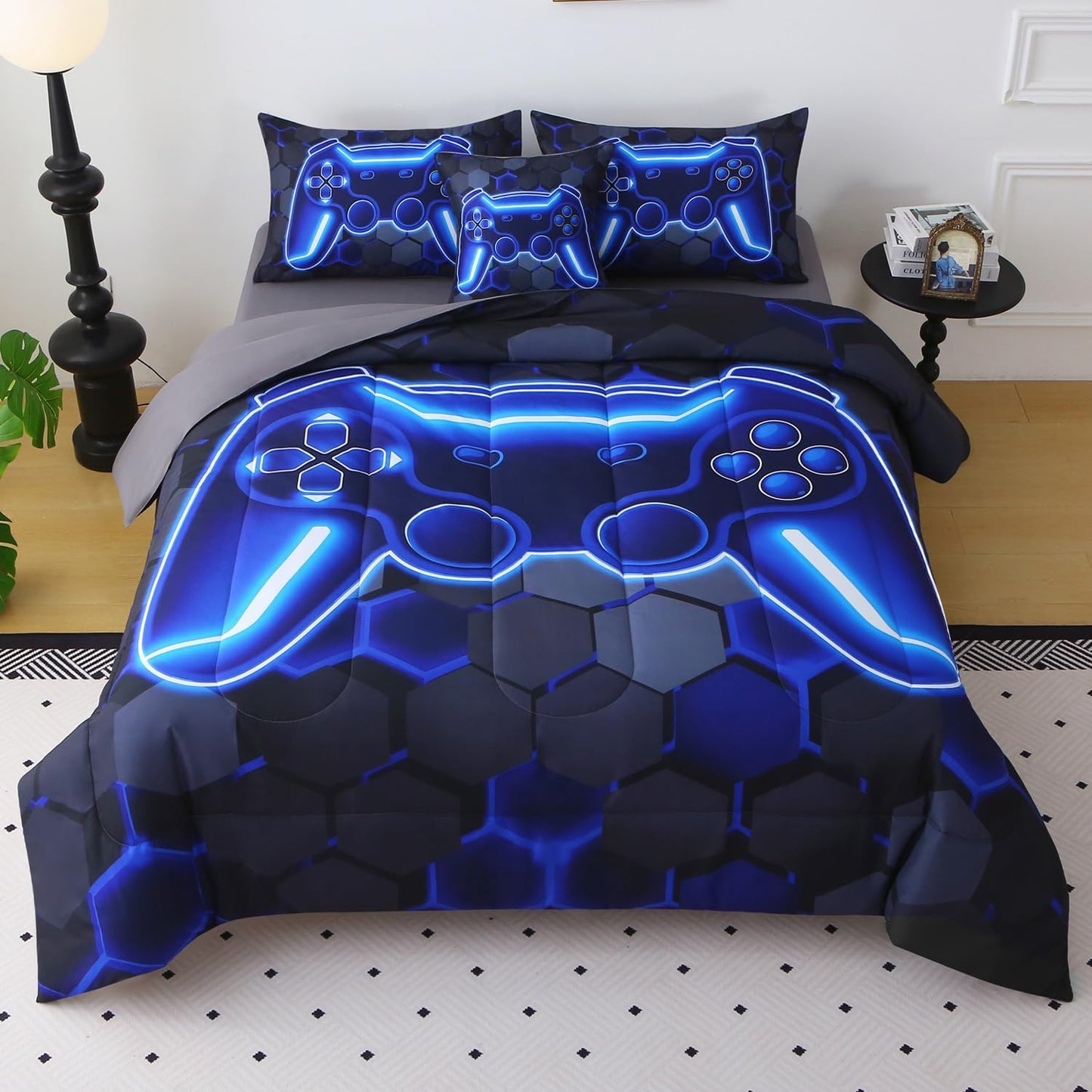 JQinHome Full Size Gaming Bedding Set for Boys and Teens