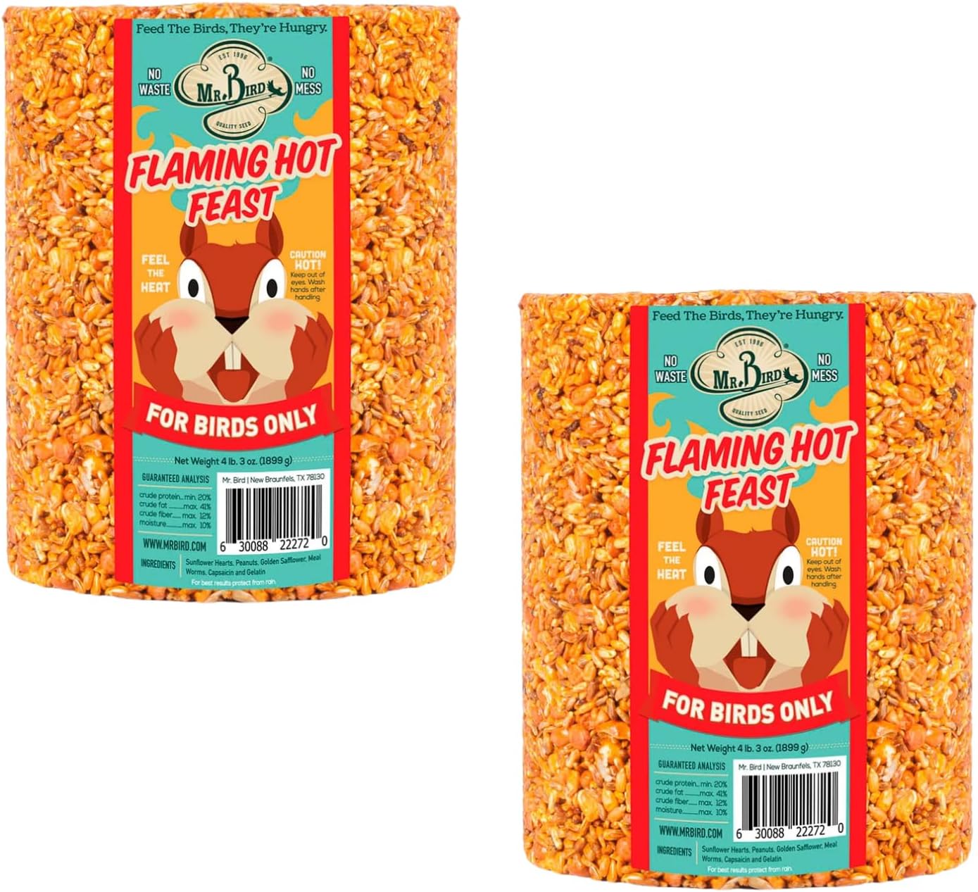 Mr. Bird Flaming Hot Feast Large Wild Bird Seed Cylinder 4 lbs
