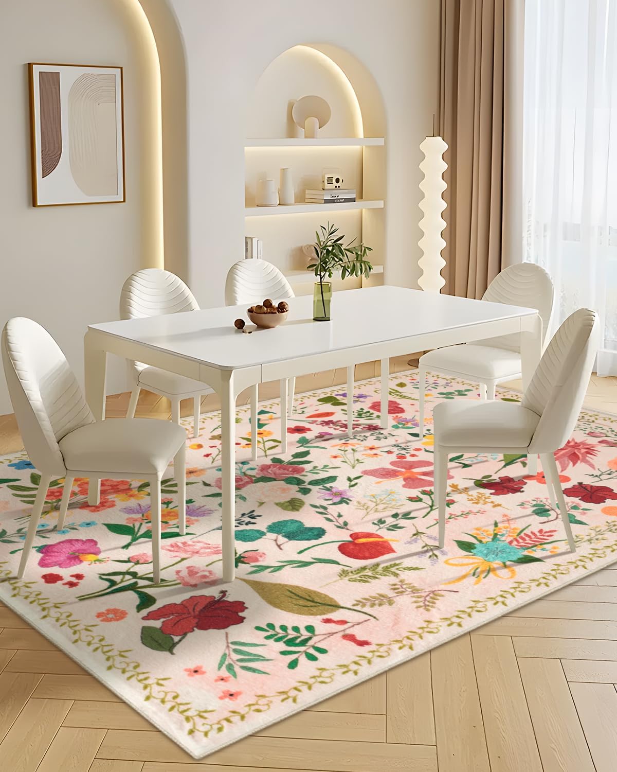 Boho Washable Area Rug 5x7 for Living Room and Bedroom
