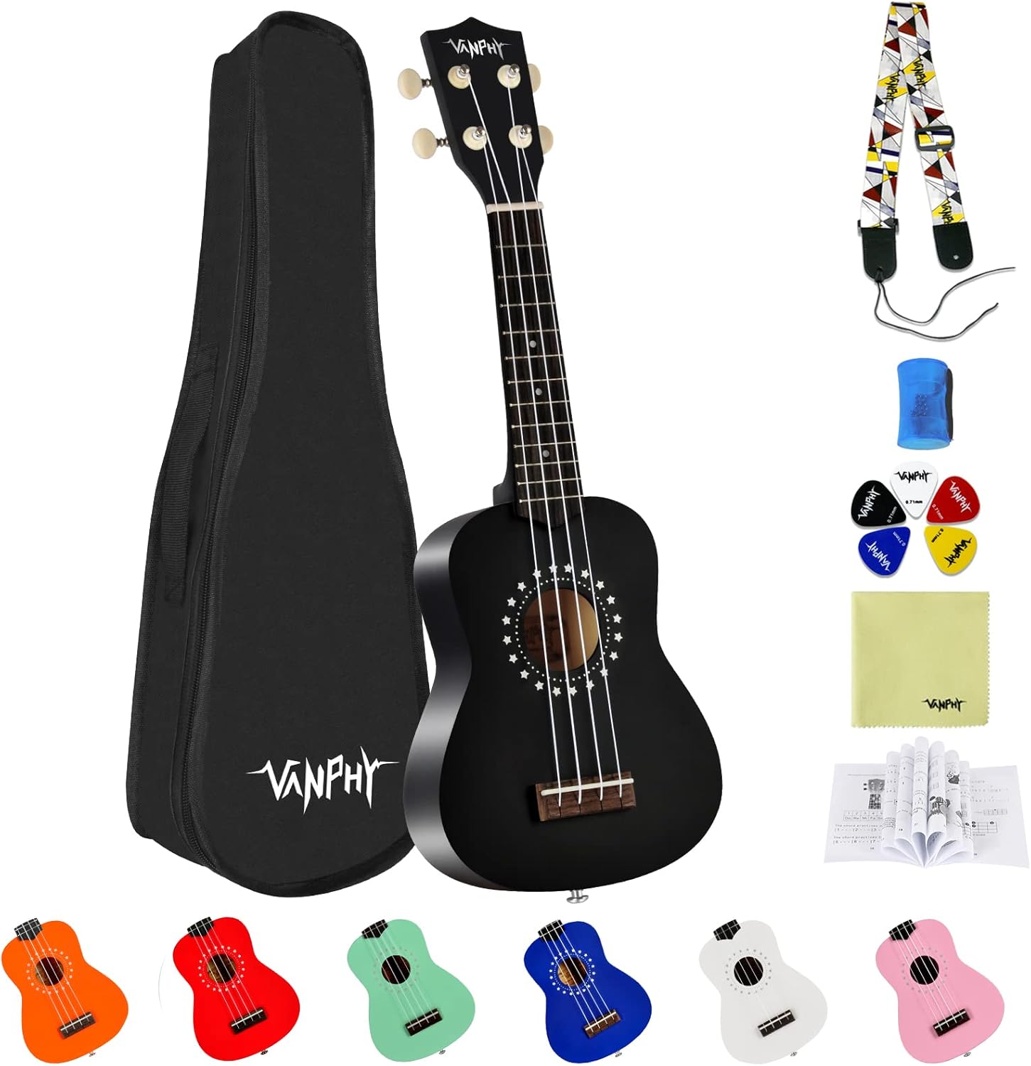 VANPHY Soprano Ukulele Bundle - Perfect for Beginners!