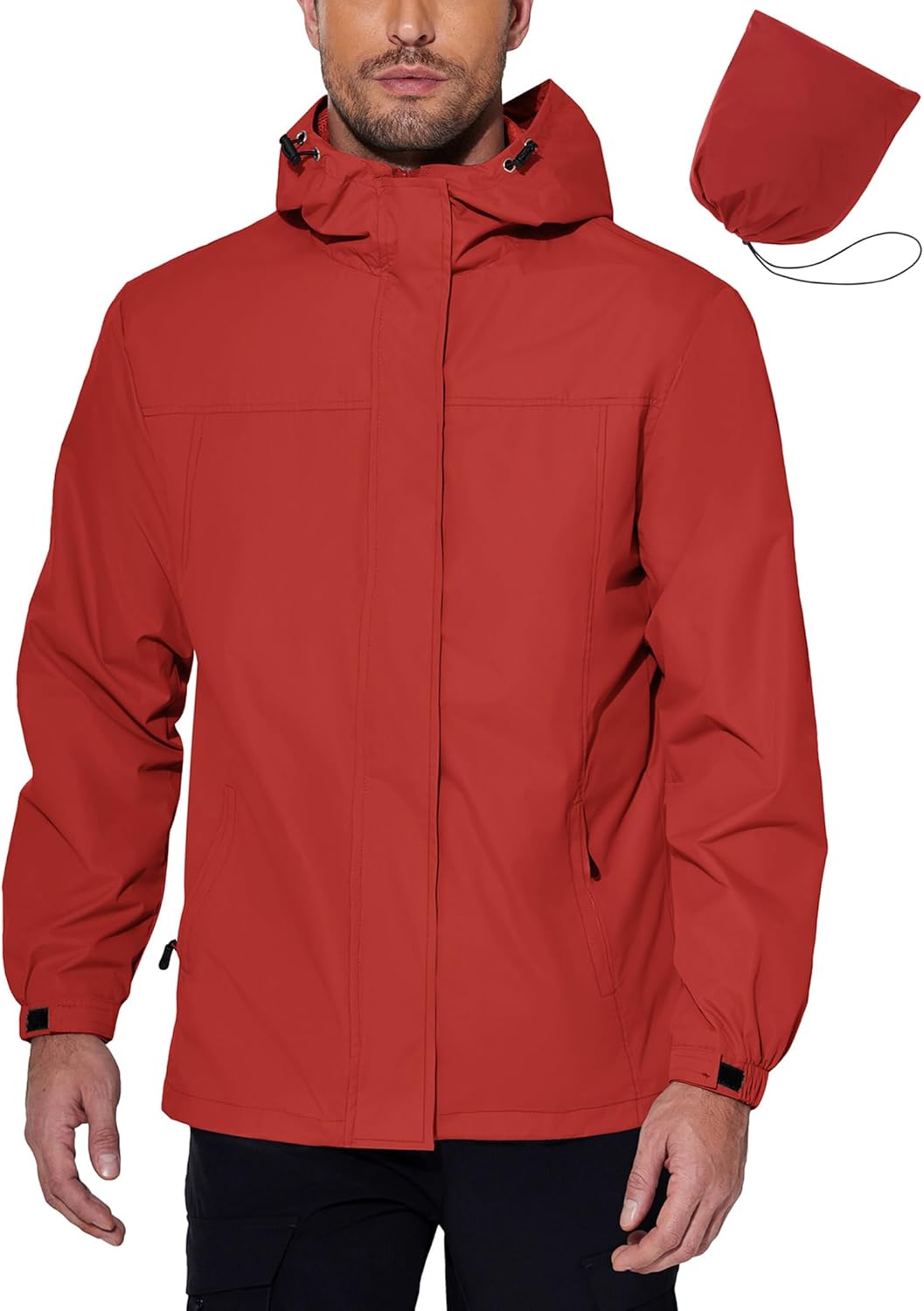 COOFANDY Men's Rain Jacket Waterproof Lightweight Packable Shell
