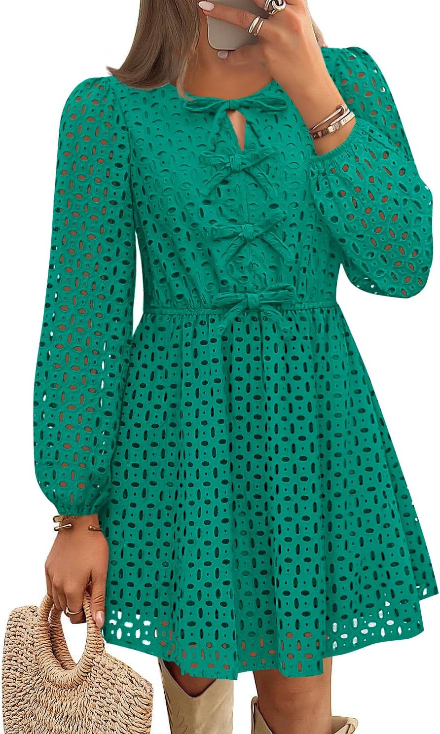 ZESICA Women's Long Sleeve Mini Dress for Fall Fashion
