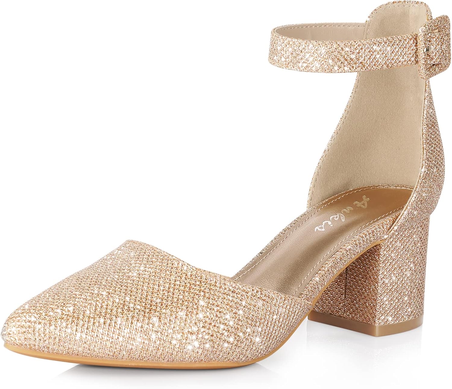 Ankis Closed Toe Heels for Women - Stylish Low Block Pumps