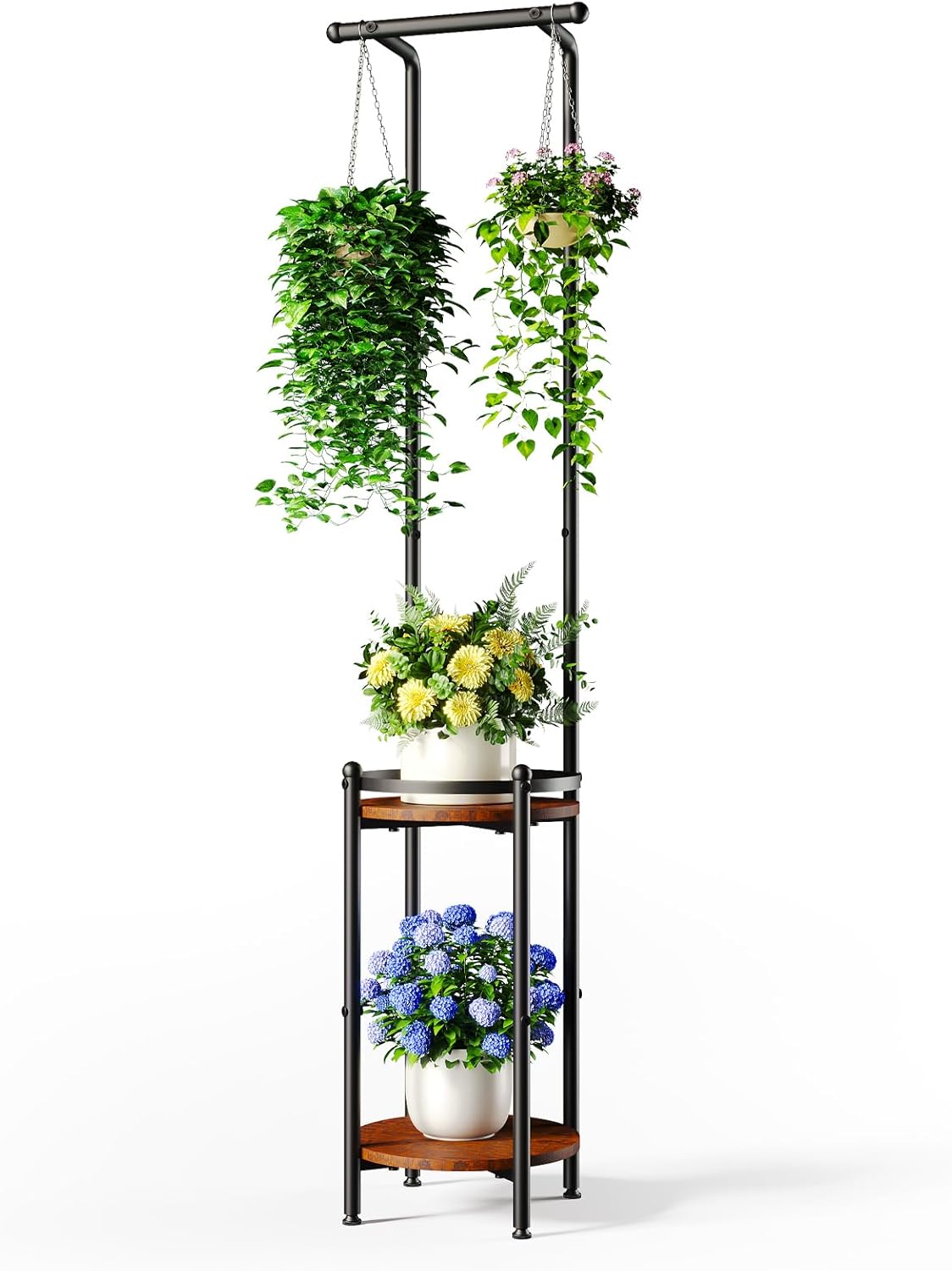 Heavy Duty Metal 2-Tier Plant Stand for Indoor and Outdoor Use