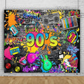 90s Backdrop 10x8ft Hip Hop Graffiti Brick Wall Backdrop - Retro Party