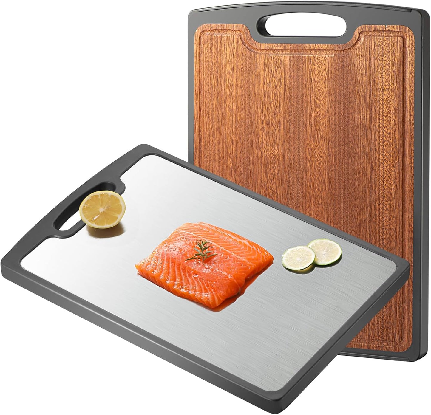 Titanium Cutting Board Double Sided for Kitchen with Juice Groove