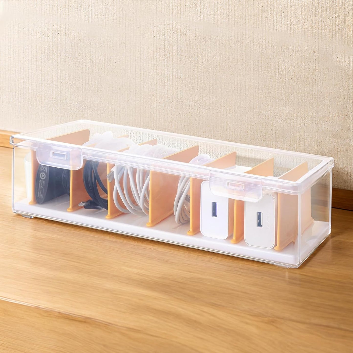 Clear Stackable Cable Organizer Box by PAVSTINE