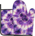 Heat-Resistant Purple Tie Dye Oven Mitts Set