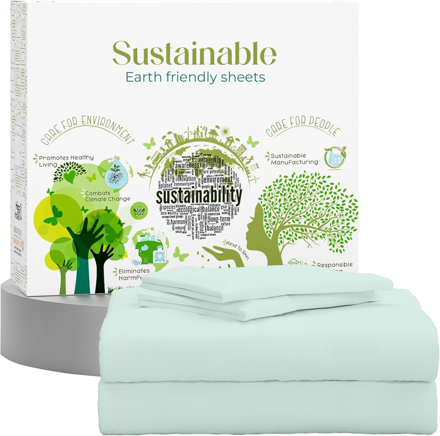 Full Size Bed Sheets Set - 100% Cotton Percale Luxury Bedding