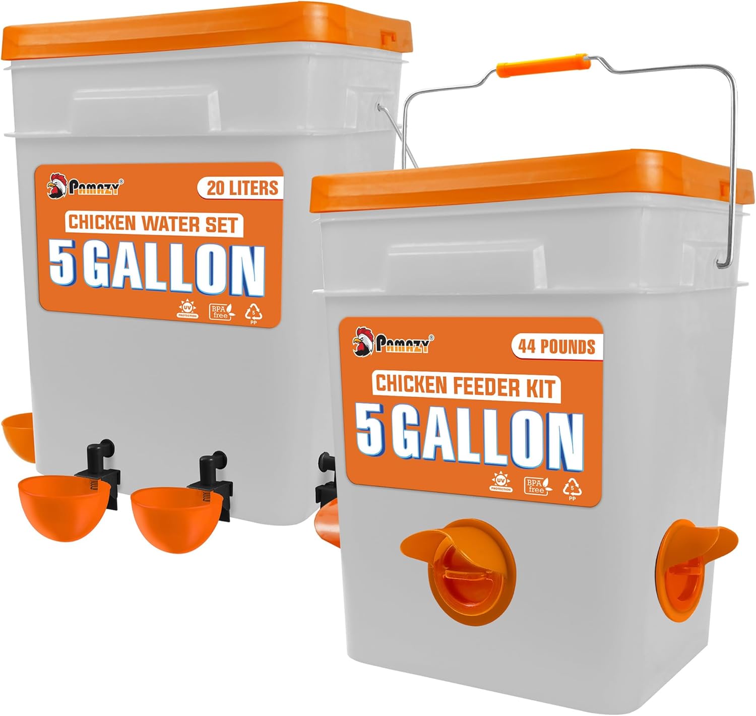 Rain-Proof Automatic Chicken Feeder & Waterer Set by PAMAZY