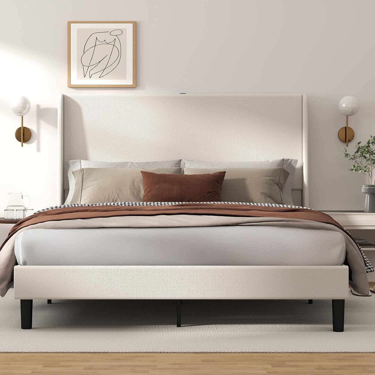 GTRACING Queen Size Bed Frame with USB Type-C Headboard