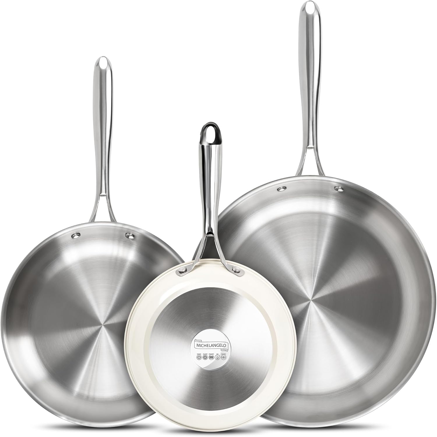 MICHELANGELO Stainless Steel Frying Pan Set for All Stoves