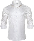 Silk Paisley Dress Shirt for Men Long Sleeve - Shiny Button-Down