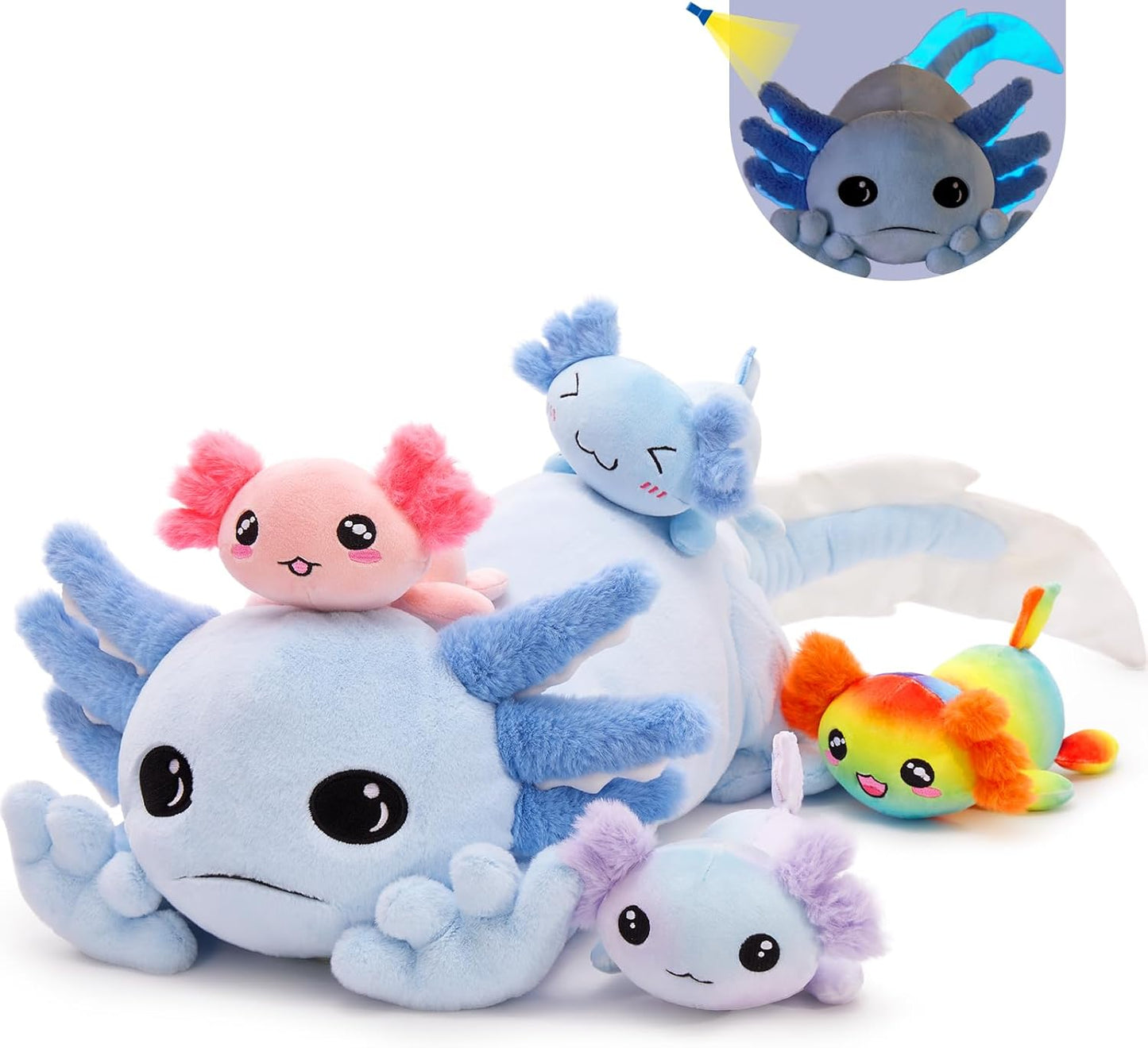 Tezituor Axolotl Plush with 4 Babies - 31.5 in Cute Toy