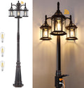 Dusk Dawn Bronze Outdoor Lamp Post Light with GFCI Outlet - Triple
