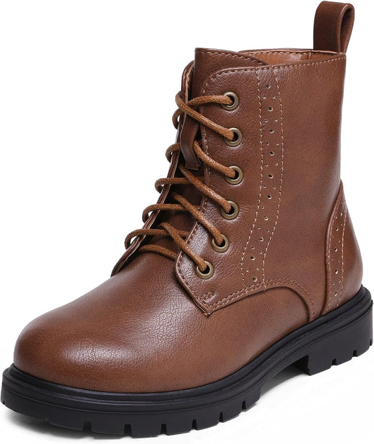 DREAM PAIRS Kids Side Zipper Combat Ankle Boots for Comfort