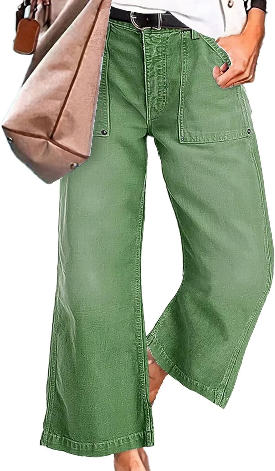 Flamingals Straight Wide Leg Jeans for Women with Pockets
