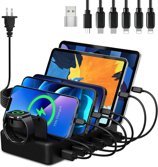 6-Port USB Charging Station with Apple Watch Holder
