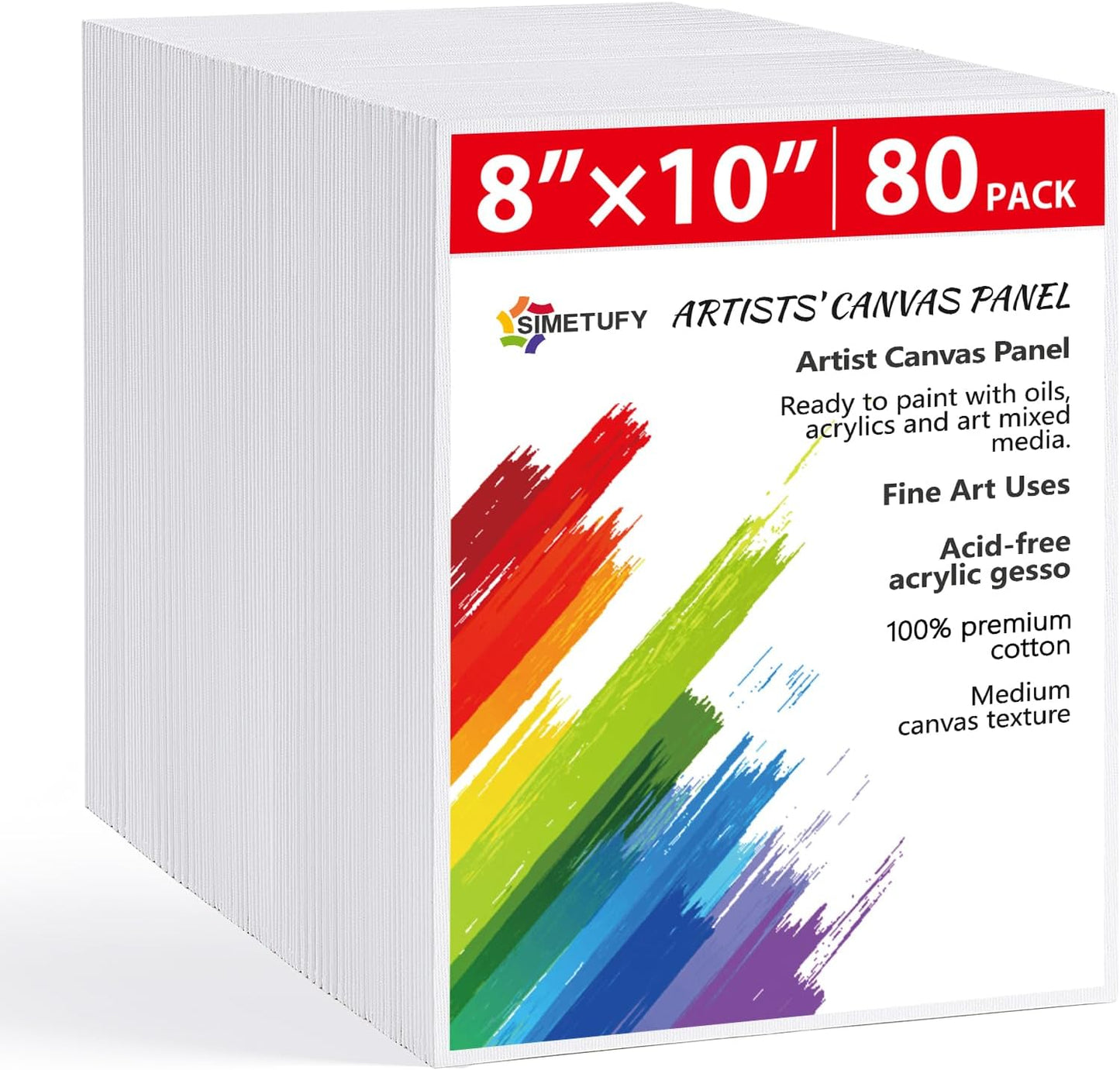 Simetufy Canvas Boards for Painting, 8 x 10 Inch Panels