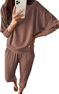 Women's 2 Piece Ribbed Sweatsuit Set - Comfortable Everyday Wear