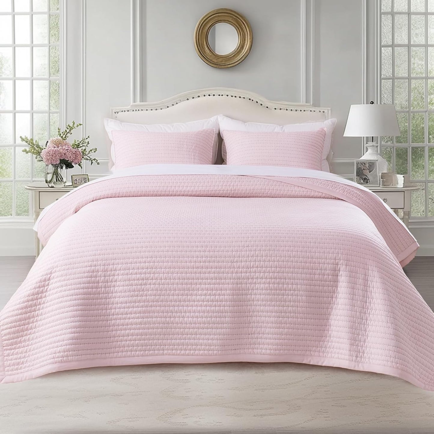 KASENTEX Queen Quilt Set 90in Soft Washed Lightweight Bedspread