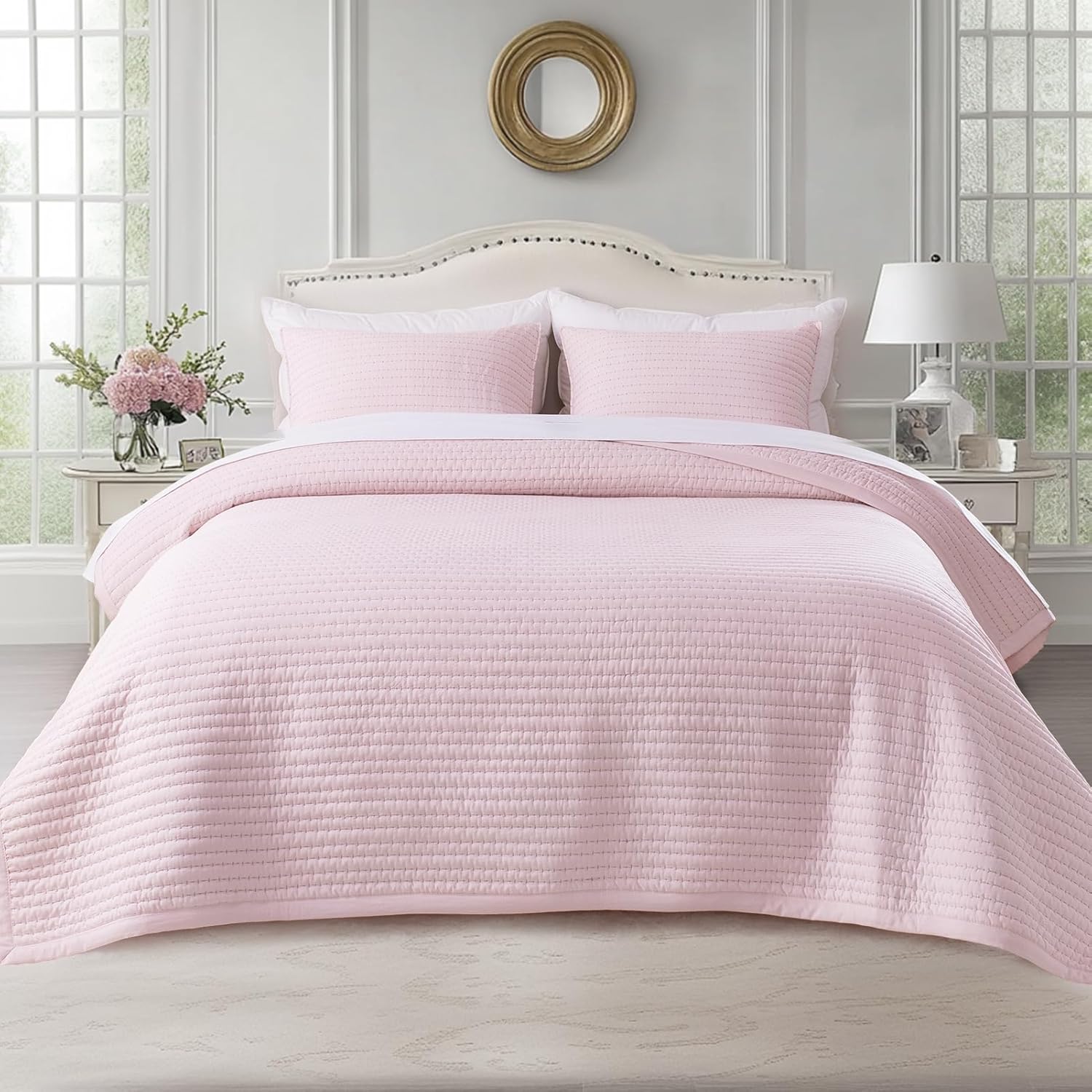 KASENTEX Queen Quilt Set 90in Soft Washed Lightweight Bedspread