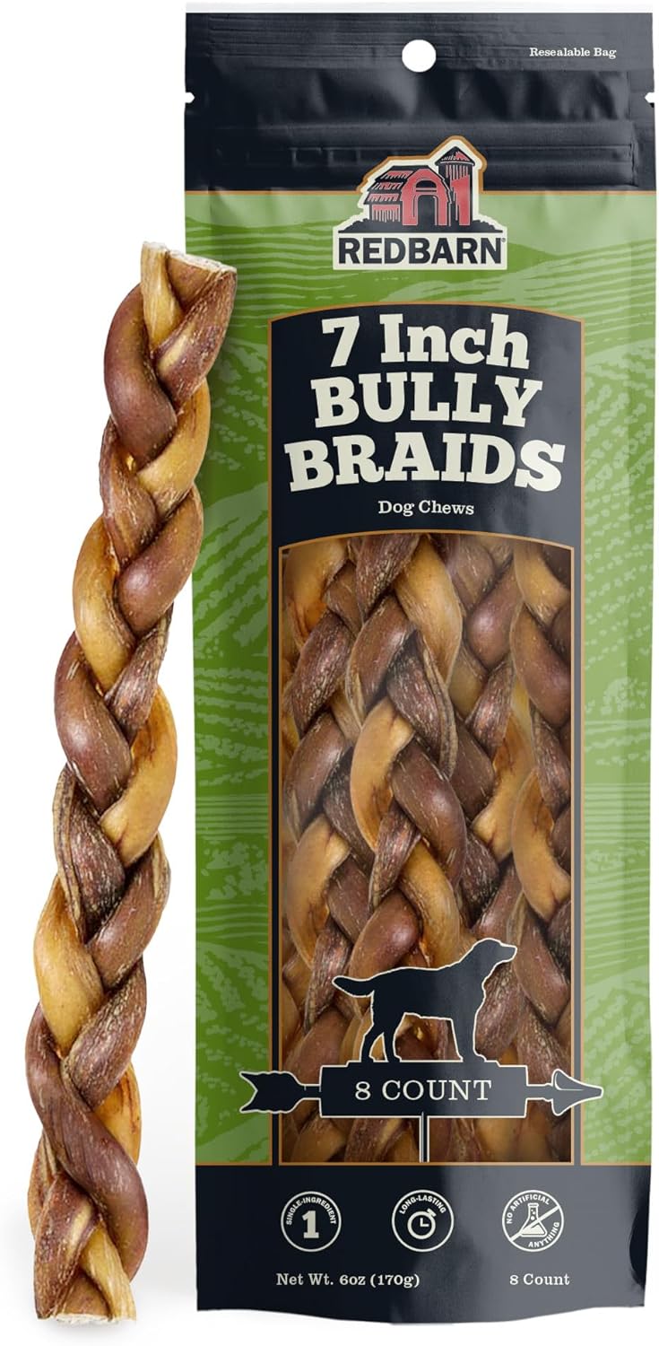 All-Natural 7in Braided Bully Sticks for Dogs - Premium Chews