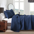 HORIMOTE HOME King Size Quilt Set Navy Blue Chic Rustic Look