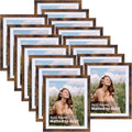 8x10 Picture Frames Set of 15 in Rustic Brown Wood Finish