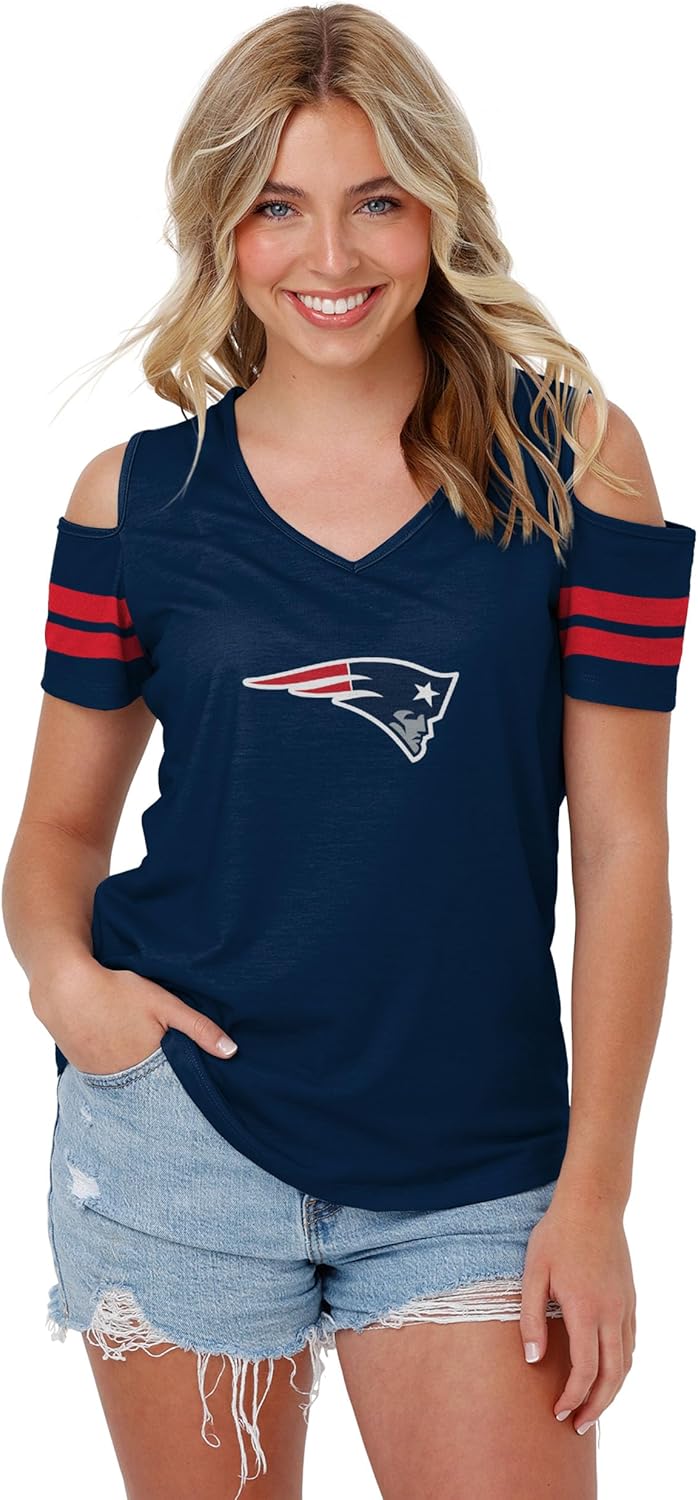 FOCO Women's NFL Ladies Fashion Cold Shoulder Top Shirt Review