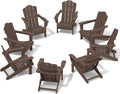 Folding Adirondack Chair Set of 8 - Space-Saving HDPE Outdoor Seating