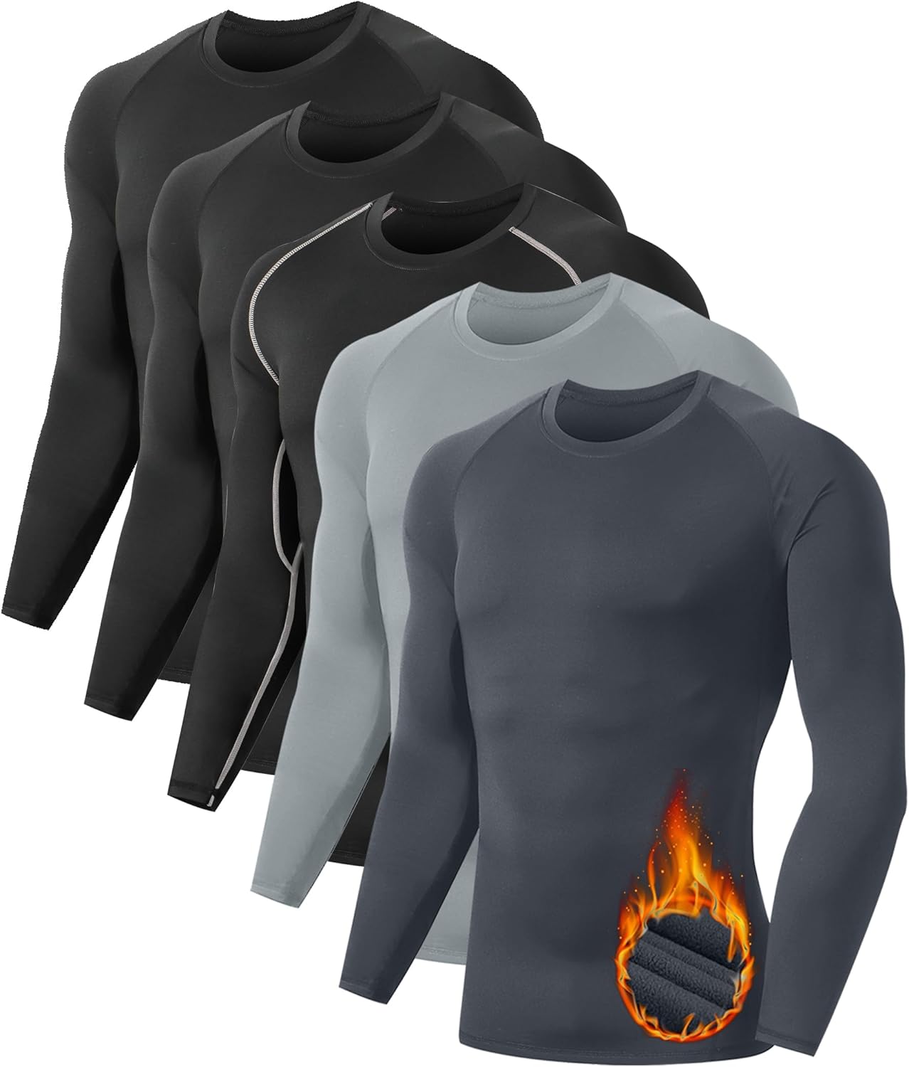 Men's Thermal Compression Shirt Fleece Lined Long Sleeve Top