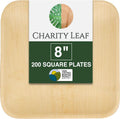 Charity Leaf 8ft Square Palm Leaf Plates 200-pack - Compostable