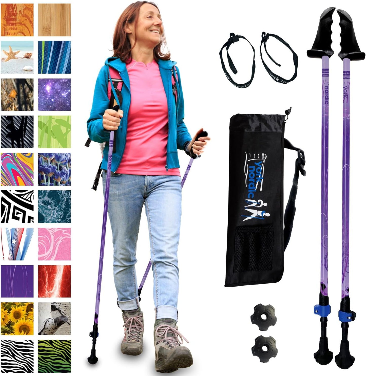 York Nordic Patented Stability Walking Poles - Balance & Rehab - Lightweight & Adjustable