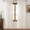 Natural Linen Curtains 80 Inch Length for Rustic Living Room