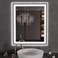 LED Bathroom Mirror 30in x 36in Black Framed - Dimmable Anti-Fog