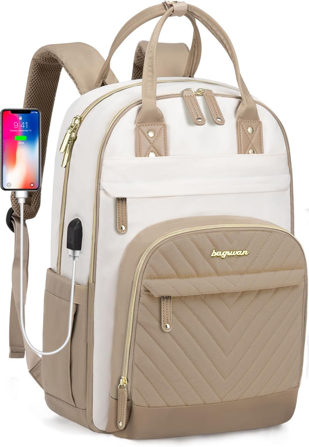Stylish Waterproof Laptop Backpack for Women with USB Charger